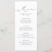 Minimalistische Moderne Chic Script Elegante Hochz Menükarte (Vorderseite)