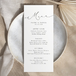 Minimalistische Moderne Chic Script Elegante Hochz Menükarte