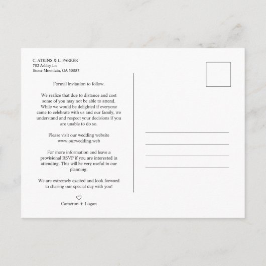 Minimalistische moderne Collage 4 Hochzeiten nach  Postkarte (Rückseite)