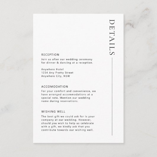 Minimalistische, moderne Details - Umschließungska Begleitkarte (Vorderseite)