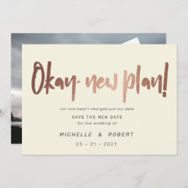 Minimalistische moderne Drehbuch zwei Foto Save th Einladung