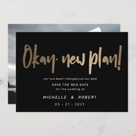 Minimalistische moderne Drehbuch zwei Foto Save th Einladung