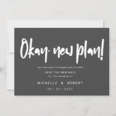 Minimalistische moderne Drehbuch zwei Foto Save th Einladung (Vorderseite)