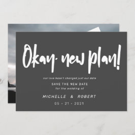 Minimalistische moderne Drehbuch zwei Foto Save th Einladung