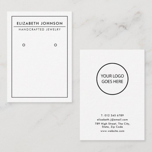 Minimalistische, moderne Earring Display Card Visitenkarte (Vorne/Hinten)