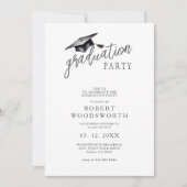 Minimalistische moderne, einfache Cap Graduation P Einladung (Vorderseite)