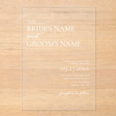 Minimalistische, moderne Einfache Hochzeit Acryleinladungen (Vorderseite)