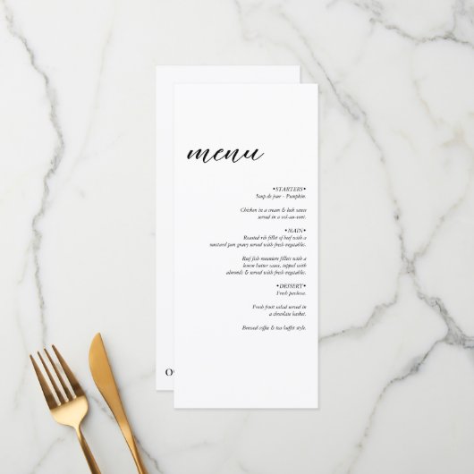 Minimalistische moderne Einfache Hochzeit Menükarte (Vorderseite/Rückseite Beispiel)