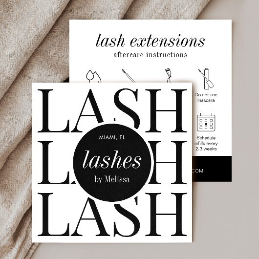 Minimalistische moderne Einfache Lashes Aftercare Quadratische Visitenkarte