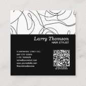 Minimalistische, moderne, einfache Schwarzweiß-Lin Quadratische Visitenkarte (Rückseite)