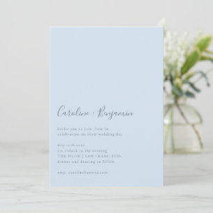 Minimalistische moderne einfache Softblau-Hochzeit Einladung