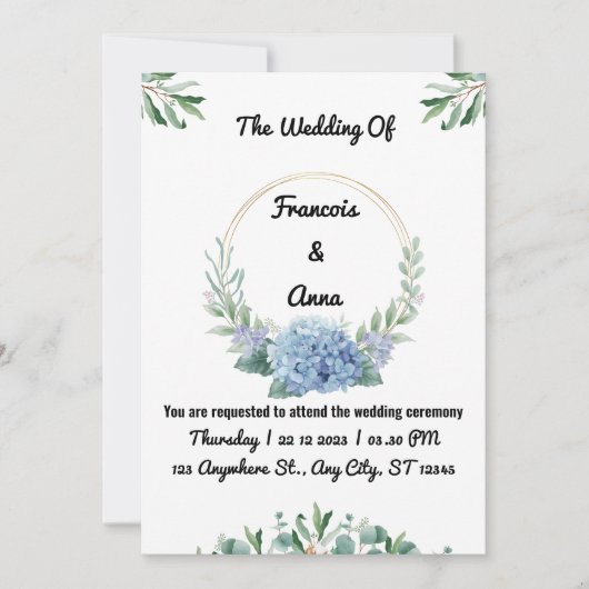 Minimalistische, moderne Einladungen für Hochzeite (Vorderseite)