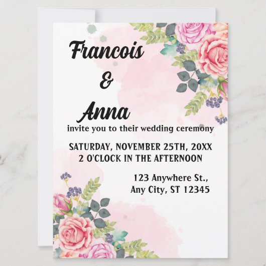 Minimalistische, moderne Einladungen für Hochzeite (Vorderseite)