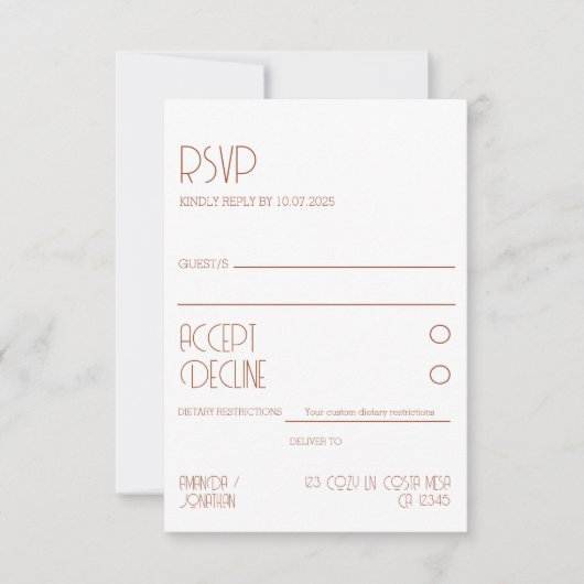 Minimalistische moderne Elegance Wedding RSVP Card Karte (Vorderseite)