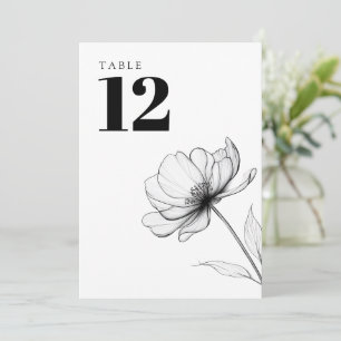 Minimalistische moderne elegante Blumige Tischnumm Einladung