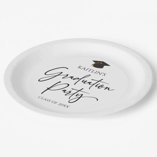 Minimalistische Moderne Elegante Graduierungsparty Pappteller (Schrägansicht)