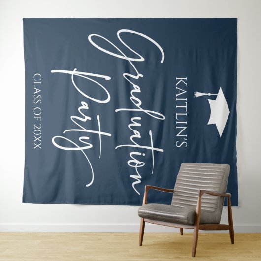 Minimalistische Moderne Elegante Graduierungsparty Wandteppich (Beispiel (Horizontal))