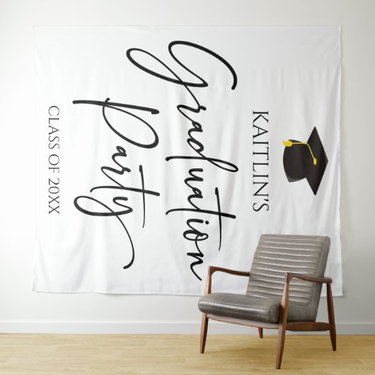 Minimalistische Moderne Elegante Graduierungsparty Wandteppich (Beispiel (Horizontal))