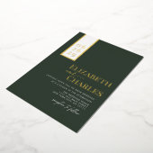 Minimalistische moderne, elegante Grüne Goldhochze Folieneinladung (Gedreht)