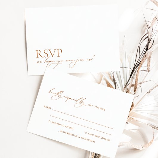 Minimalistische moderne elegante Hochzeit der Kall RSVP Karte
