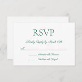 Minimalistische moderne Elegante Hunter Green Wedd RSVP Karte (Vorne/Hinten)
