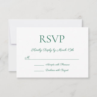Minimalistische moderne Elegante Hunter Green Wedd RSVP Karte