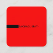 Minimalistische Moderne Elegante Rot und Schwarz Quadratische Visitenkarte (Vorderseite)