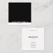 Minimalistische moderne, elegante Schlichte Schwar Quadratische Visitenkarte (Vorne/Hinten)