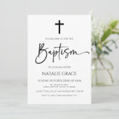 Minimalistische moderne elegante Script-Taufe Einladung (Stehend Vorderseite)