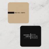 Minimalistische Moderne Elegante Tan & Black Quadratische Visitenkarte (Vorne/Hinten)