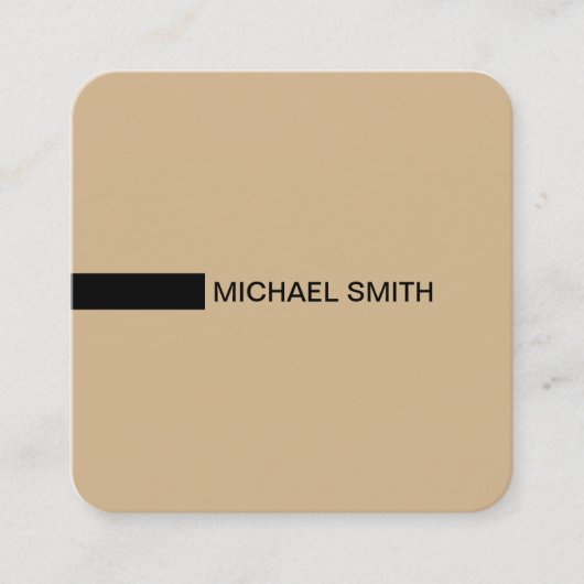 Minimalistische Moderne Elegante Tan & Black Quadratische Visitenkarte (Vorderseite)