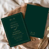 Minimalistische moderne Emerald Green Gold-Hochzei Einladung