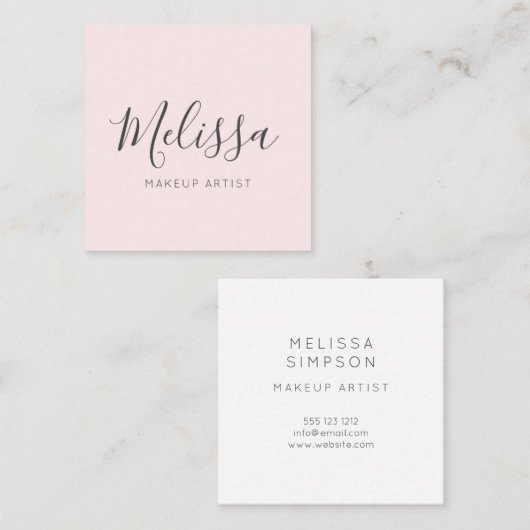 Minimalistische moderne erröten Rosa Quadratische Visitenkarte (Vorne/Hinten)