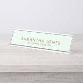 Minimalistische, moderne, exklusive Pastelgrün Schreibtischnamensplakette (Vorderseite )
