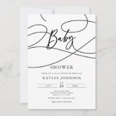 Minimalistische moderne Extravagante Script "Baby" Einladung (Vorderseite)