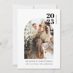 Minimalistische moderne Familienfoto-Weihnachtskar Feiertagskarte