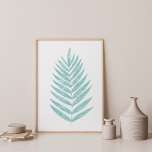 Minimalistische moderne Fern Leaf Line Kunst im Aq Poster<br><div class="desc">Eine schöne moderne minimalistische Linie,  die von einem hübschen Farnblatt in aquamarinem Grün zeichne.</div>