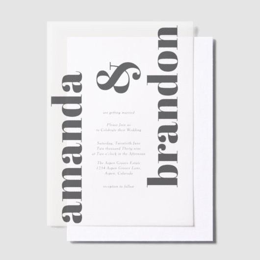 Minimalistische moderne, fette SkriptWedding Pergament Einladungen (Versetzt)