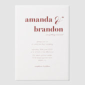 Minimalistische moderne, fette SkriptWedding Pergament Einladungen (Vorderseite)