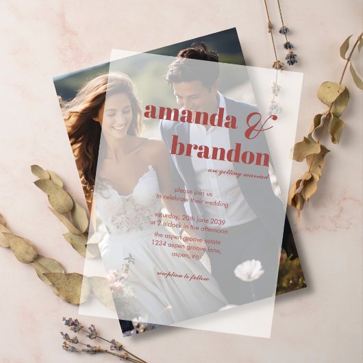 Minimalistische moderne, fette SkriptWedding Pergament Einladungen