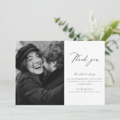 Minimalistische moderne Foto-Hochzeit Dankeskarte (Stehend Vorderseite)