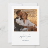 Minimalistische moderne Foto-Hochzeit Einladung (Rückseite)