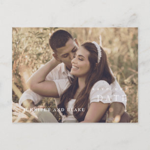 Minimalistische moderne Foto-Hochzeit Save-the-Dat Postkarte