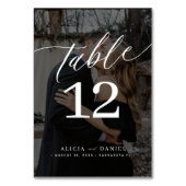 Minimalistische moderne Foto-Hochzeit Tischnummer (Rückseite)
