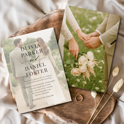 Minimalistische moderne Foto-Overlay-Hochzeit Einladung
