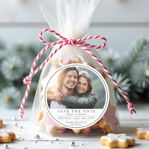 Minimalistische moderne Foto Schwarz Weiß Save The Runder Aufkleber