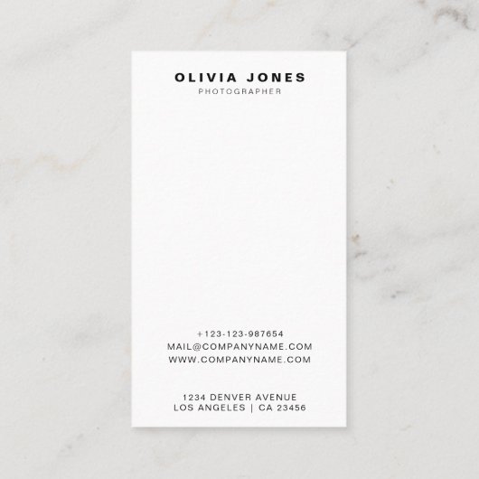 Minimalistische moderne Fotografie Volles Foto Ein Visitenkarte (Rückseite)