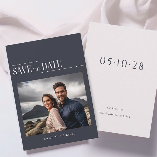 Minimalistische moderne Fotohochzeit Save The Date