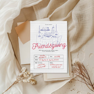 Minimalistische moderne Friendsgiving-Dinnerparty Einladung