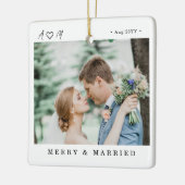 Minimalistische moderne Frohe und Verheiratete Fot Keramikornament (Links)
